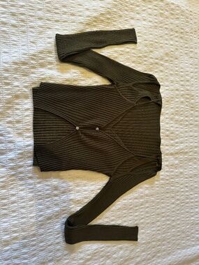 Bebe Vintage Y2K Ribbed Cutout Long-Sleeve Top